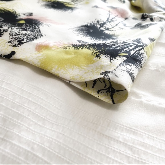 SANDRA ANGELOZZI 100% SILK TIGER TREE PRINT KEYHOLE COLD SHOULDER BELTED DRESS - Picture 12 of 12